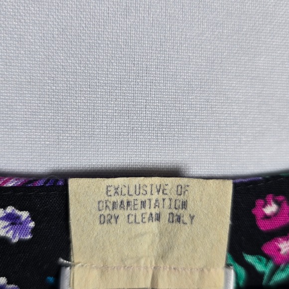 Shelly Michaels Floral Dress Woman 7/8 Vintage‎ Button Front Rayon Purple Green - Picture 9 of 10